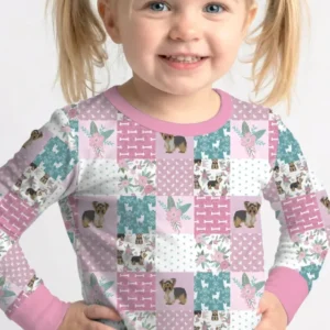 Floral Yorkie Grace Bamboo Two Piece Long Sleeve Pajama Set