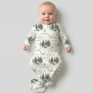 Custom Name Forest Bear Deer Bamboo Knot Gown