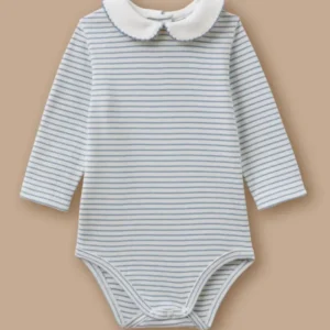 Gestreifter Baby-Body – Bio-Baumwolle