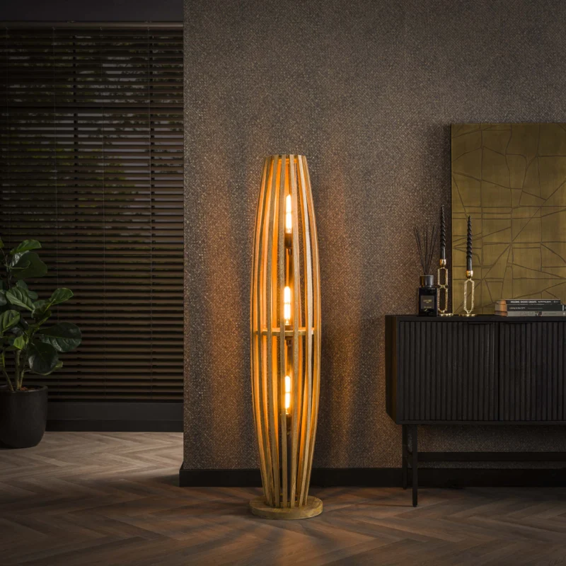 ORBIT Stehleuchte Modern Design Mangoholz massiv Stehlampe 145 cm