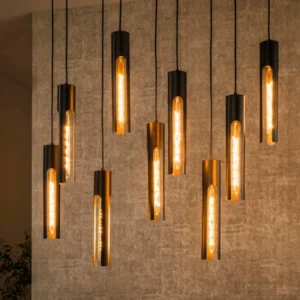 Pendelleuchte „Aveline“ – Mit 9 Leuchten in edlem, schwarzen Tube-Design