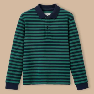 Jungen-Poloshirt aus Piqué-Strick, gestreift