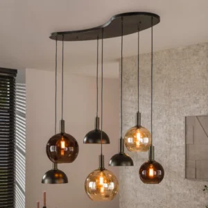 Pendelleuchte Caldera – Organisches Cluster-Design in Sienna-Braun (7-flammig)