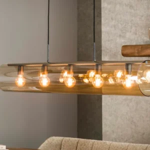 Pendelleuchte „Solvira“ – Mit 5 Leuchten in horizontalem Tube-Amberglass Design
