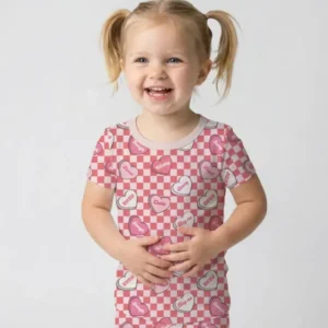 Valentine in Hearts Bamboo Two Piece Short Sleeve Pajama Set