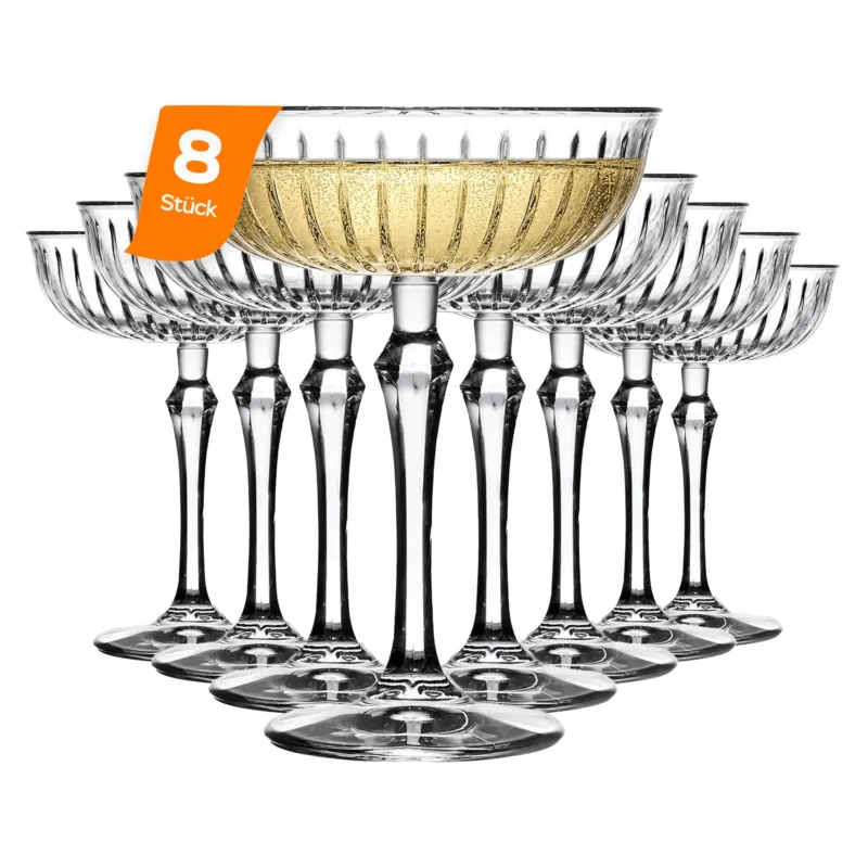 HELDENA Champagnerschalen 245 ml – 4er Set Coupe-Gläser aus Glas
