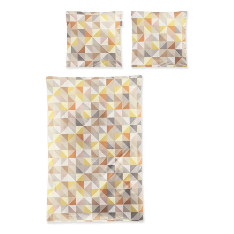 Bettwäsche Mako Satin Wave Orange mit geometrischem Muster 135 x 200 cm