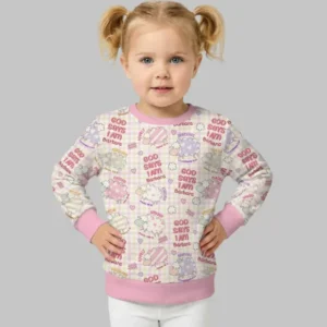 Little Lamb God Says I Am Custom Name Bamboo Crewneck Sweatshirt