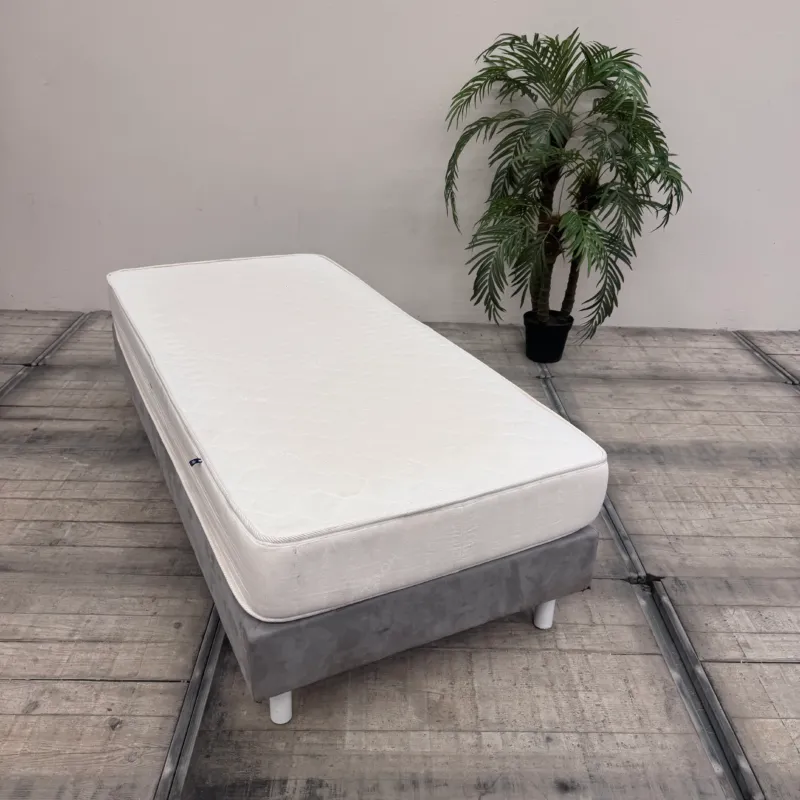 Boxspringbett Grau 90x200 inkl Matratze Wildlederoptik Einzelbett Bett gebraucht