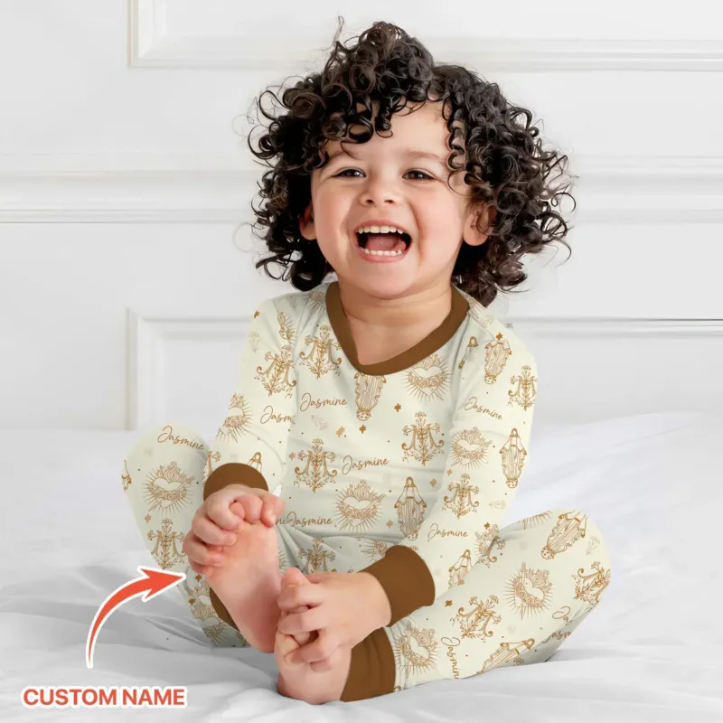 Madonna’s Love Custom Name Bamboo Two Piece Long Sleeve Pajama Set