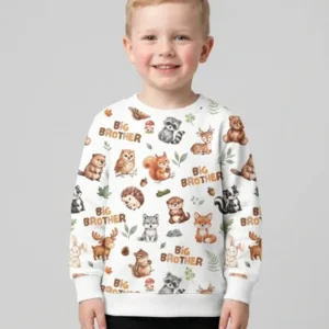 Custom Quote Woodland Animal Matching Sibling Bamboo Crewneck Sweatshirt