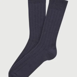 Chaussettes laine et cachemire marine homme 1
