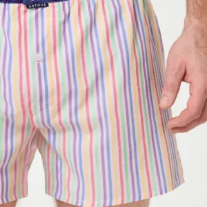 Caleçon avec suspensoir Le Club n°1215 Imprimé rayures multicolores élastique marine 1