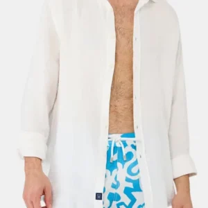 Chemise manches longues gaze de coton Blanc 1