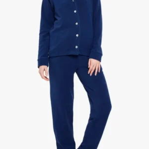Pyjama boutonné Femme Polaire Marine 1