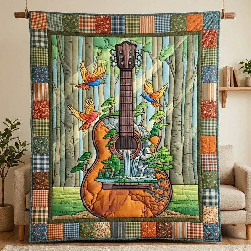 Acoustic Forest Bamboo Quilt Blanket