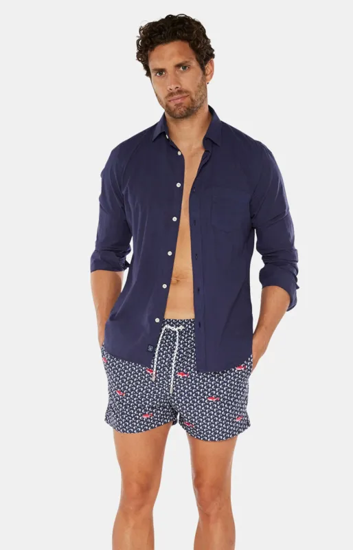 Short de bain Homme brodé Requin Marine 2