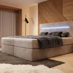 Boxspringbett Sejour mit LED u. Stauraum in Cord