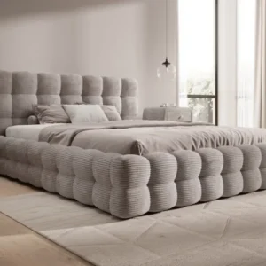 Designer Polsterbett Calimo in Cord mit Stauraum