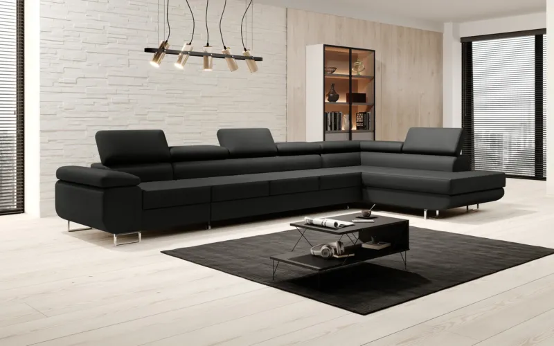 Designer Ecksofa Maxi mit Schlaf - und Klappfunktion in Kunstleder – Bild 2