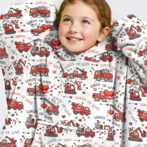 Construction Trucks Loads of Love Wearable Bamboo Blanket Hoodie