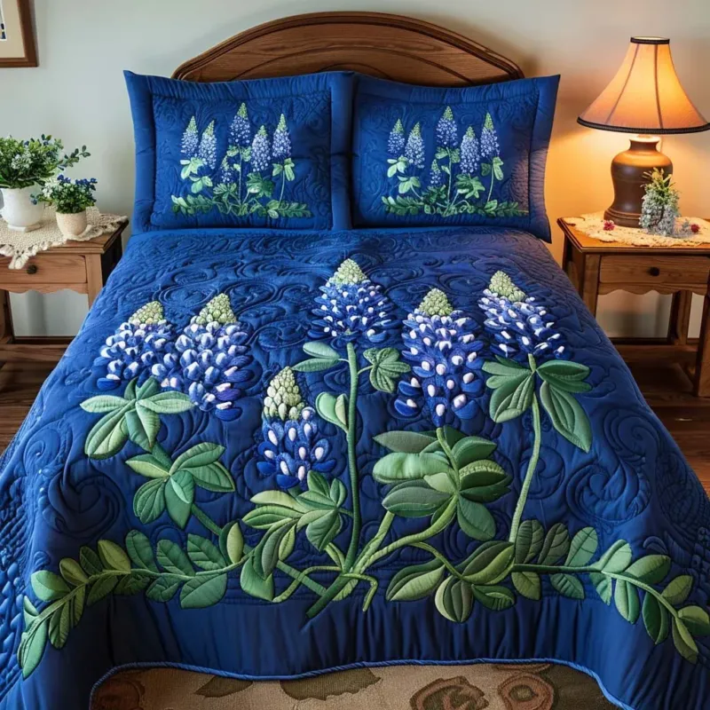 Bluebonnet Bloom Bamboo Quilt Bedding Set