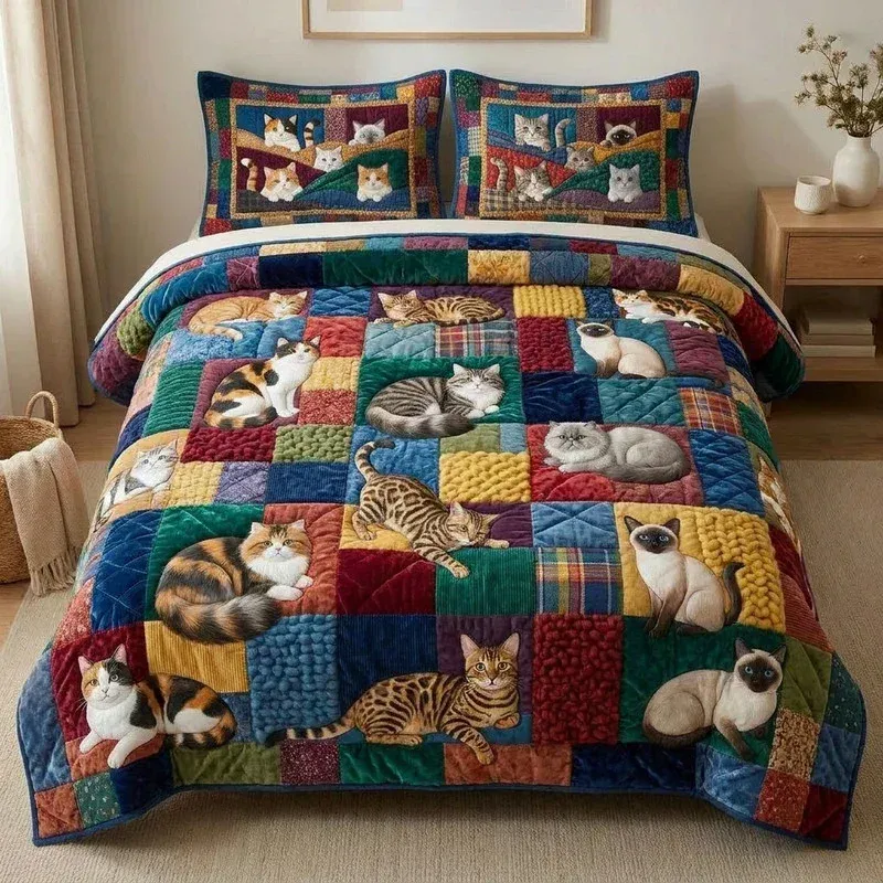 Chroma Patchwork Whiskers Bamboo Quilt Bedding Set