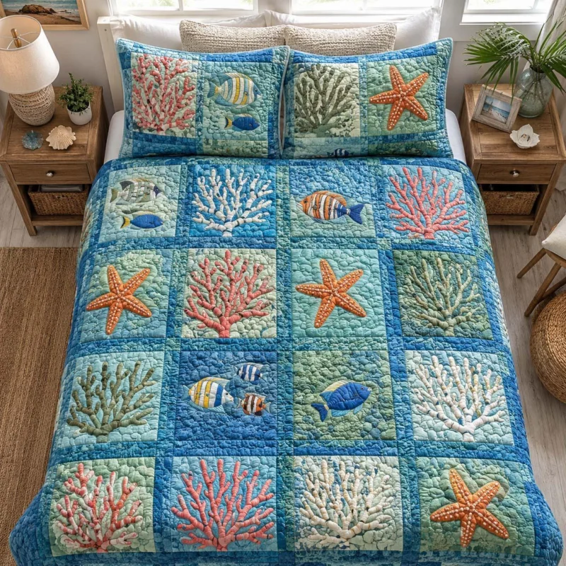 Coastal Paradise Bamboo Quilt Bedding Set