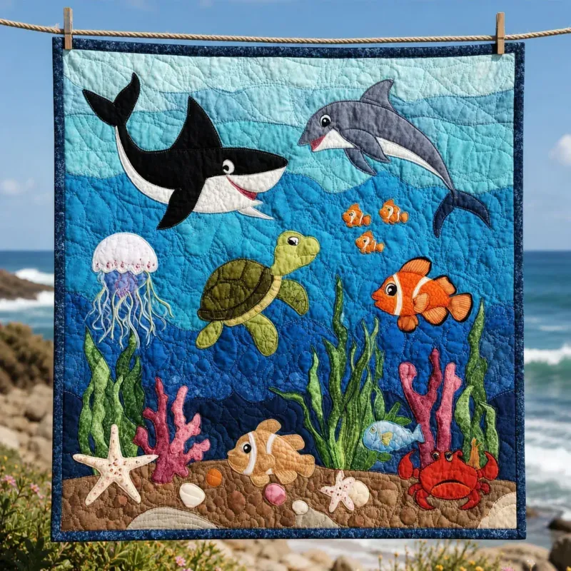 Coral Reef Bamboo Quilt Blanket