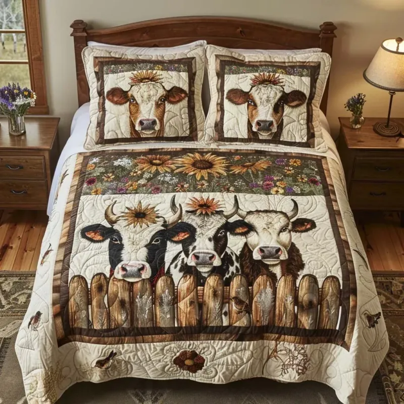 Cow Spirit Bamboo Quilt Bedding Set