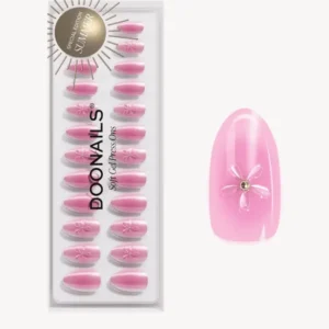 Glazed Pink Lotus Short Almond Soft Gel Press Ons