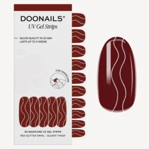Red Glitter Swirl UV Gel Strips