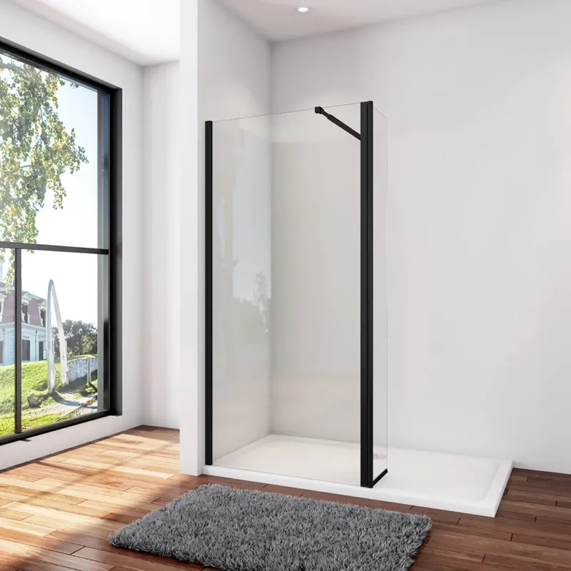 Walk In Duschwand Dusche 160+30 x H.200 cm 8mm NANO Glas Stabistange 73-120 cm Aluminium Duschhaus