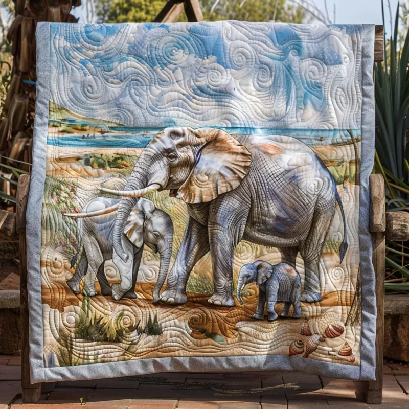 Elephant Oasis Bamboo Quilt Blanket