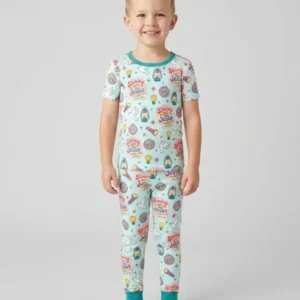 Summer Retro Ice Creams Family Matching Bamboo Two Piece Short Sleeve Pajama Set