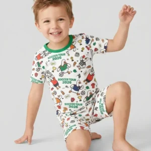 Funny Goose Soccer Tour 2026 Bamboo Two Piece Short Sleeve Shorts Pajama Set