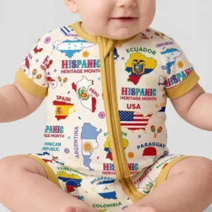 Hispanic Heritage Month Country Flags Bamboo Shorty Zippy