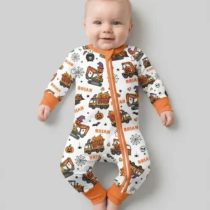 Custom Name Halloween Construction Trucks Bamboo Convertible Zippy