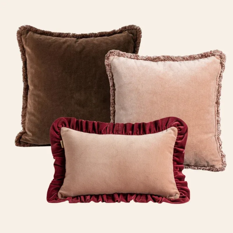 Kotabo sierkussenset Bibi – Set van 3 kussens – Chocolate Chic, Pretty in Pink & Pretty in Pink x Magical Mauve