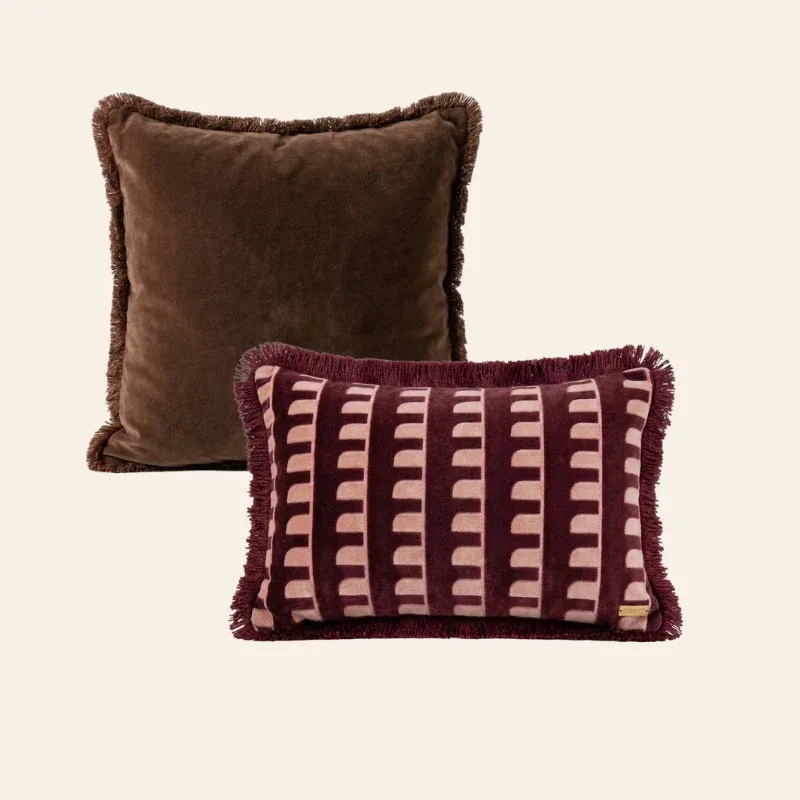 Kotabo sierkussenset Deonna – Set van 2 kussens – Chocolate Chic & Magical Mauve