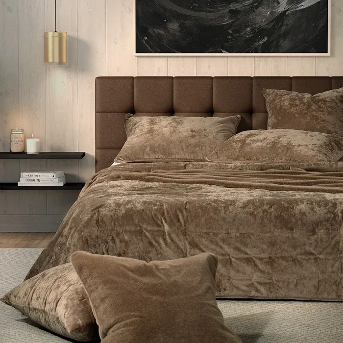 Lounge Solid Taupe Velvet Quilt – 100% Polyester Velvet