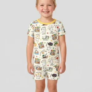 Silly Goose Happy Last Day of School Bamboo Two Piece Short Sleeve Shorts Pajama Set