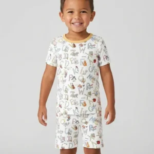 ABC Whimsy Bamboo Two Piece Short Sleeve Shorts Pajama Set