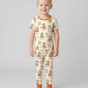 Custom Name Blessed By God Spoiled By Grandma Bamboo Two Piece Short Sleeve Pajama Set