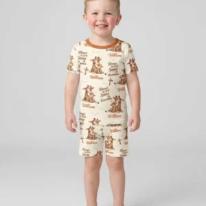 Custom Name Blessed By God Spoiled By Grandma Bamboo Two Piece Short Sleeve Shorts Pajama Set