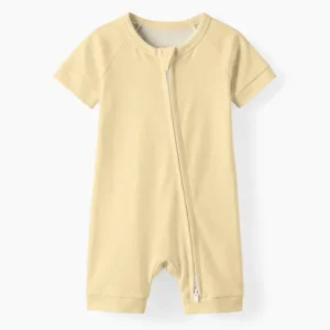 Butter Yellow Bamboo Shorty Zippered Romper