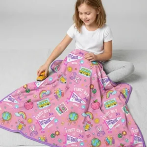 Custom Grade Girls School First Day Bamboo Blanket