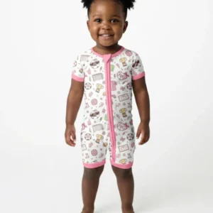 Pink Girly Soccer Coquette Bamboo Shorty Zippy