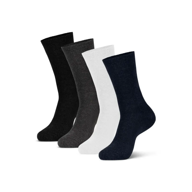 The menique men's mid-crew cotton socks in all 4 available colors: black, dark gray, white, dark blue.