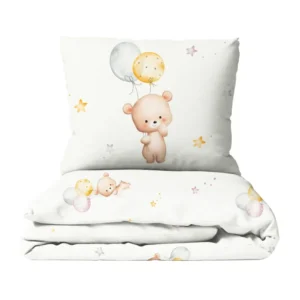 HELDENA Kinderbettwäsche „Bärchen" mit Bären- und Luftballon-Motiv, Bettbezug und Kissenbezug
